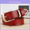 Wide Cowhide Leather Belt With Metal Buckle For Trendy Womens Street Fashion