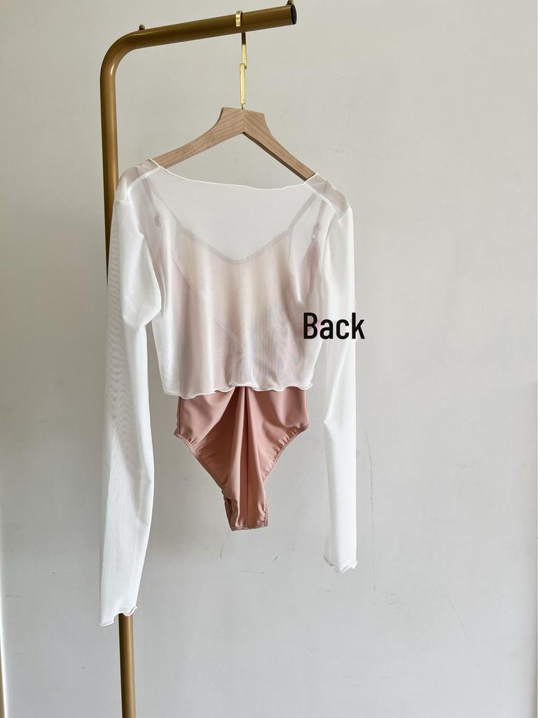 Женская одежда для балета с длинным рукавом, сетчатый топ с запахом - для йоги, классических, современных тренировок и рубашка для защиты от солнца