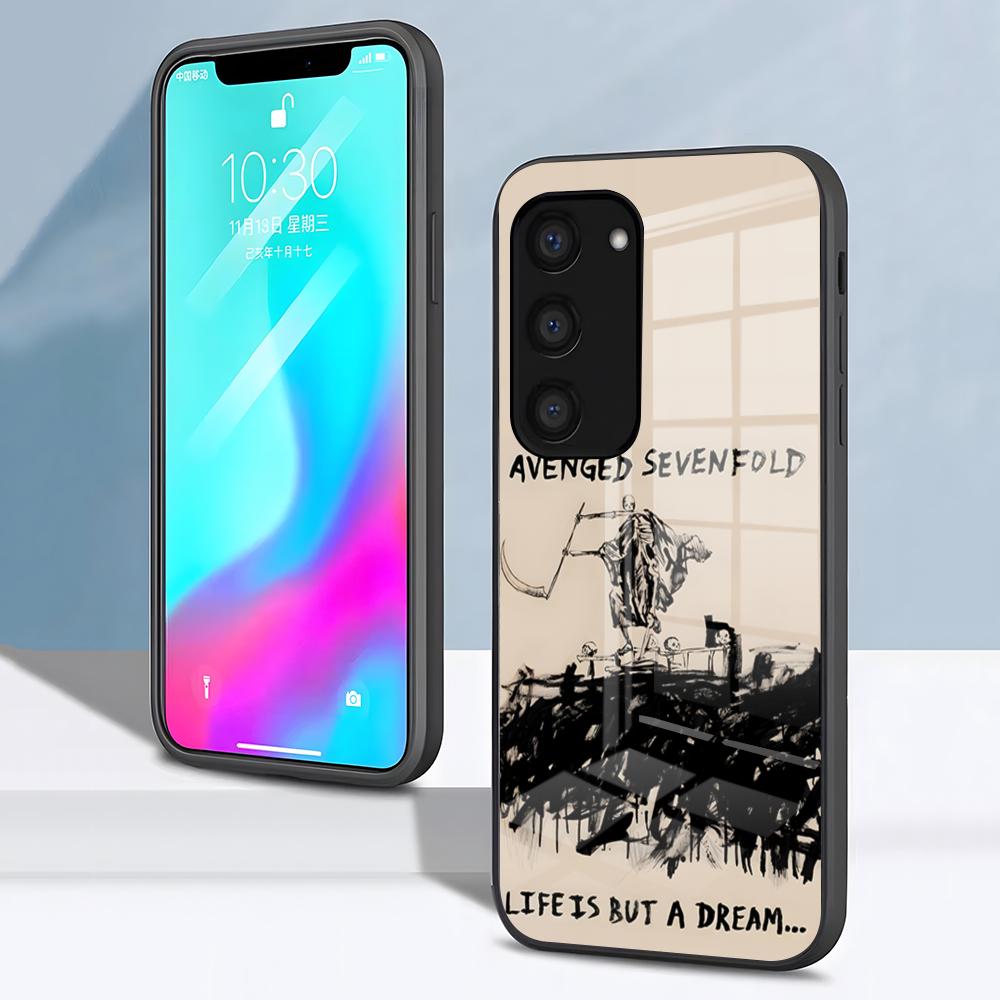 Чехол для телефона Avenged Sevenfold Для Samsung S26 S25 S24 FE S23 S22 S21 Plus S20 Ultra Note20Ultra Черный Стеклянная крышка