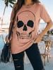 Women's Cotton Graphic T Shirt Skull Print Distressed Short Sleeve Loose Top