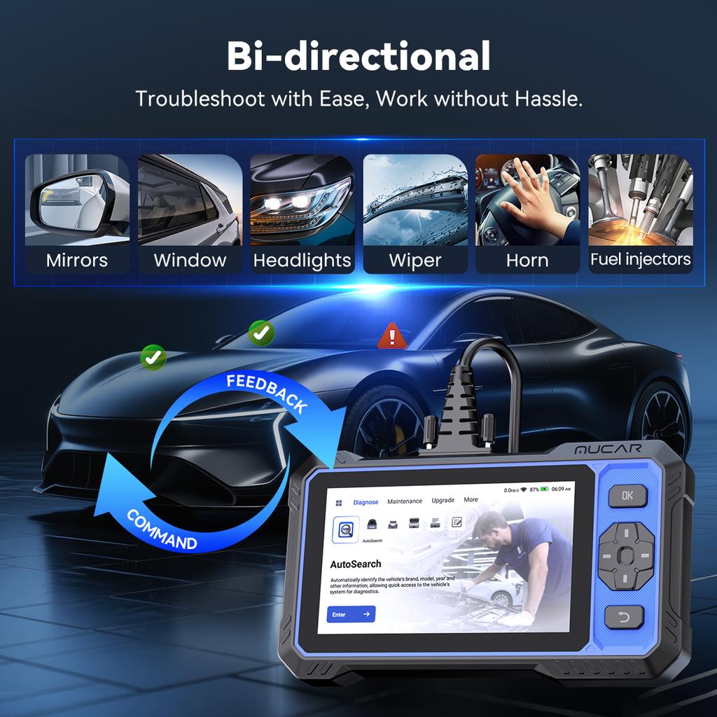 MUCAR 682 Диагностический инструмент OBD2 с ИИ-помощником Пожизненное бесплатное обновление Диагностика всех систем уровня OE 20 сбросов Двунаправленный CAN FD