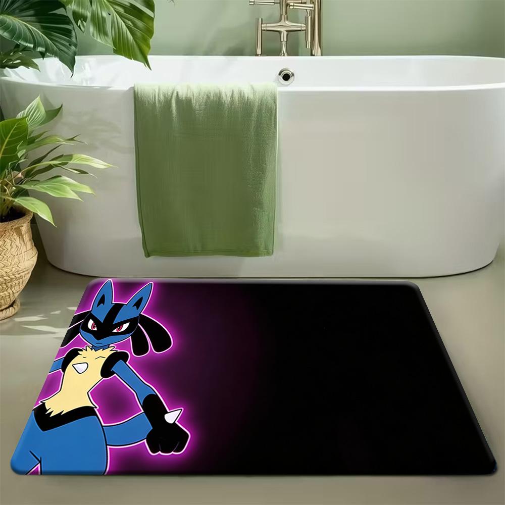 Cute Pink Snorlax Print Doormat Non-Slip Absorbent Floor Mat for Indoor Entrance