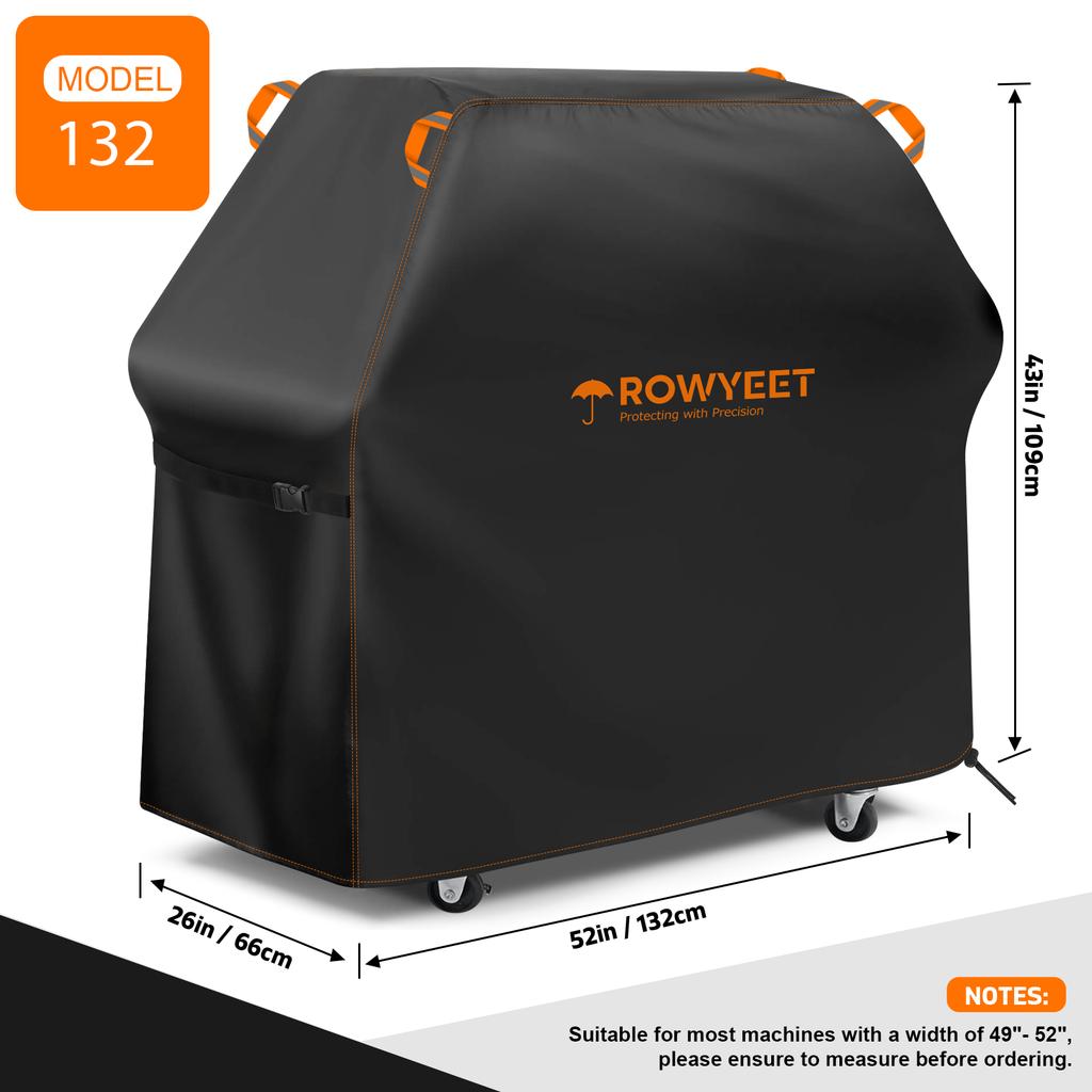 [Ry-210 Orange Line Bbq Cover] Rowyeet Outdoor Bbq Grill Cover, Waterproof and Uv-Resistant Gas Grill Cover, with Adjustable Hem,