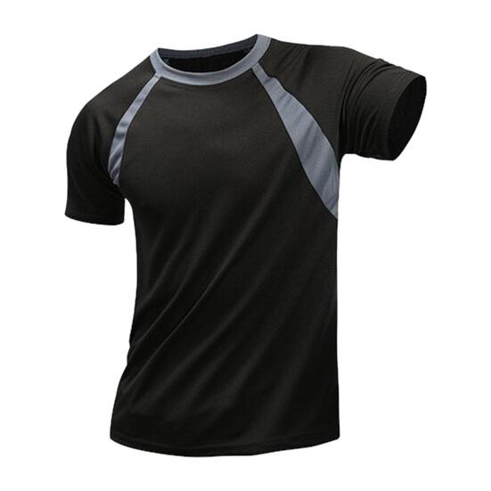 Мужская летняя спортивная футболка с коротким рукавом и круглым вырезом, впитывающая пот, быстросохнущая, мягкая, дышащая, контрастного цвета, эластичная рекламная рубашка, спортивный топ