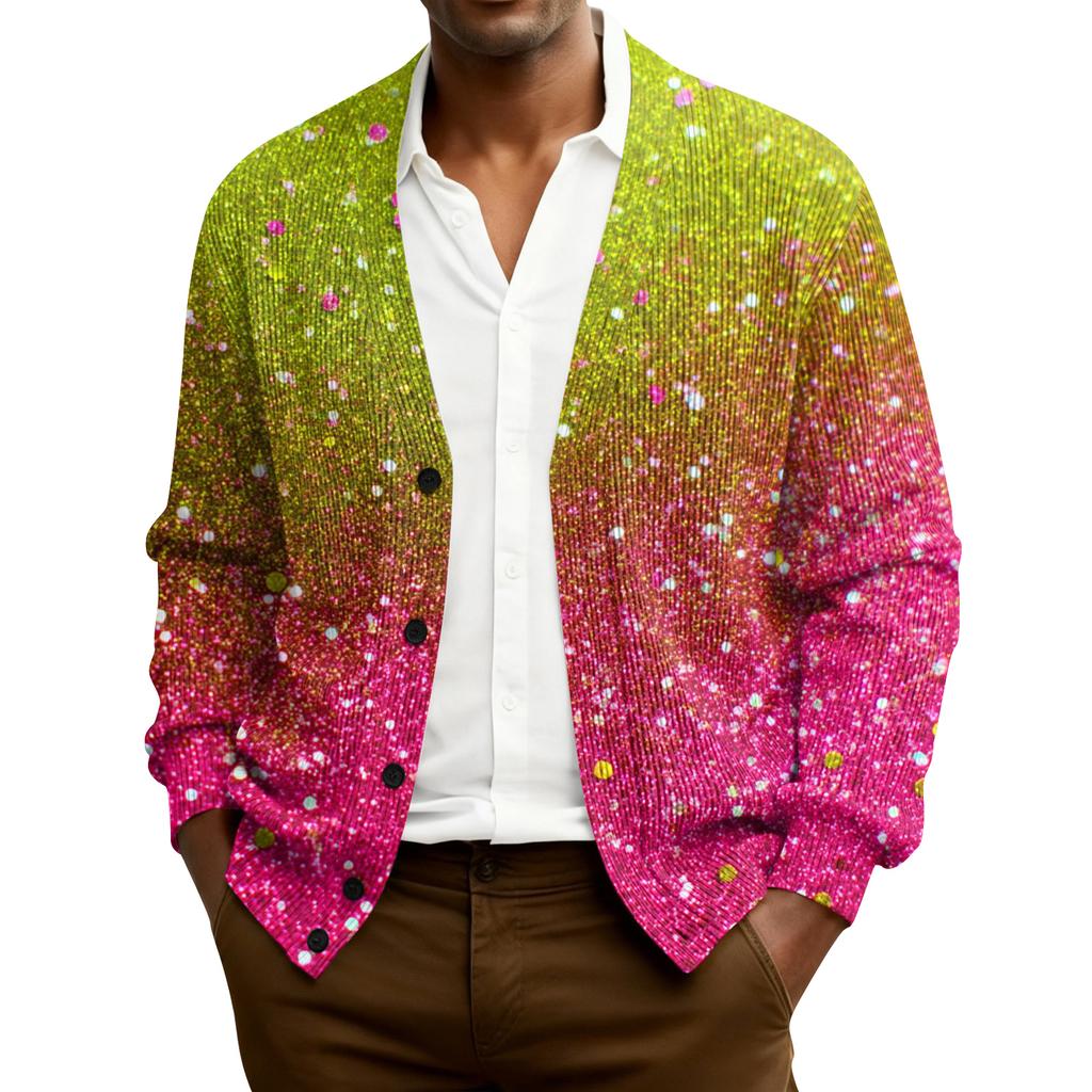 Knit Mens Ribbed Cardigan Longsleeve