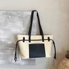 Autumn Winter Women's Big Tote Bag Korean Versatile Canvas Shoulder Bag Casual Commuting Contrasting Color Handbags