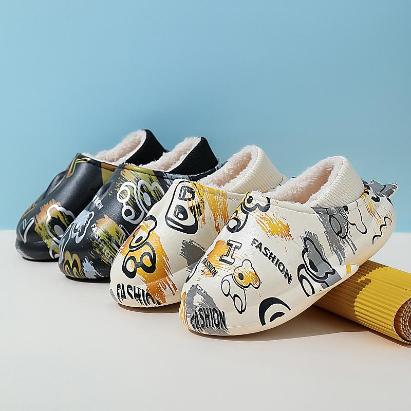 Зимние детские тапочки большого размера на толстой подошве, теплые, хлопковые, для дома, для улицы и дома, хлопковые тапочки 24-35