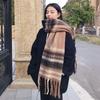 Plaid scarf women's winter high-end imitation cashmere shawl autumn and winter new Korean atmosphere thickened warm scarf