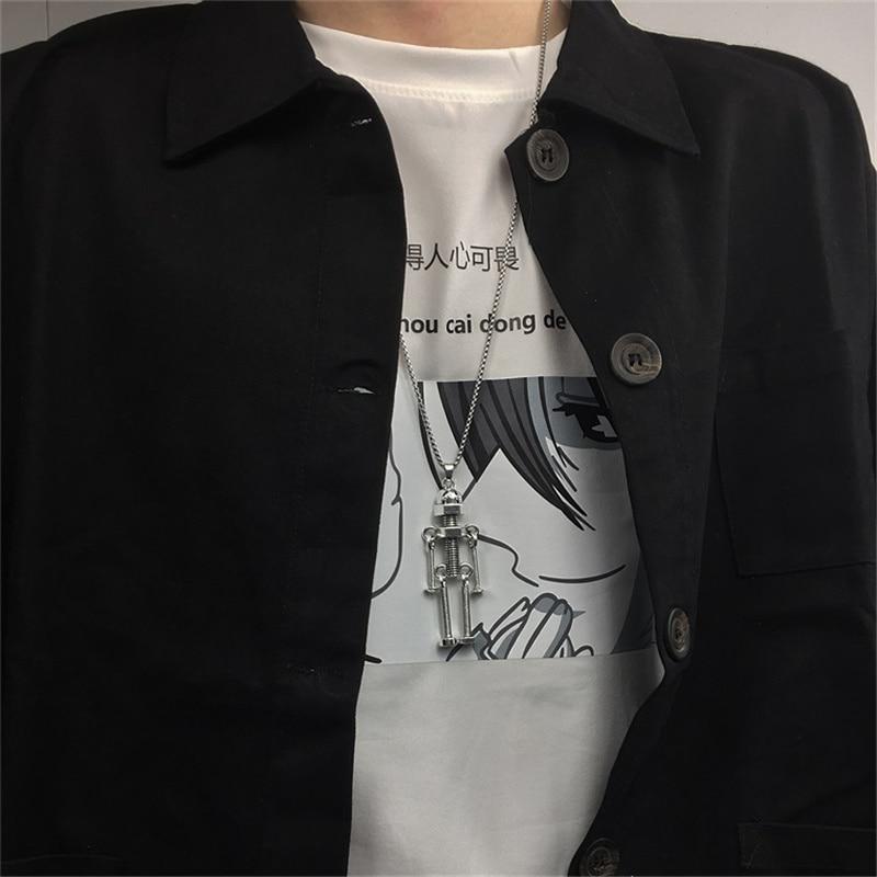 Титановая сталь мультфильм милый медведь темнота динозавр робот ожерелья для мужчин женщин длинная цепочка в стиле панк ретро ювелирные изделия подарок