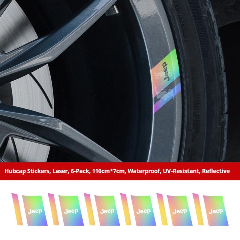 DIY Reflective Jeep Car Wheel Rim Stickers Waterproof Hub Decals for Renegade Wrangler JK Grand Cherokee Car Decor Accessories ALP1