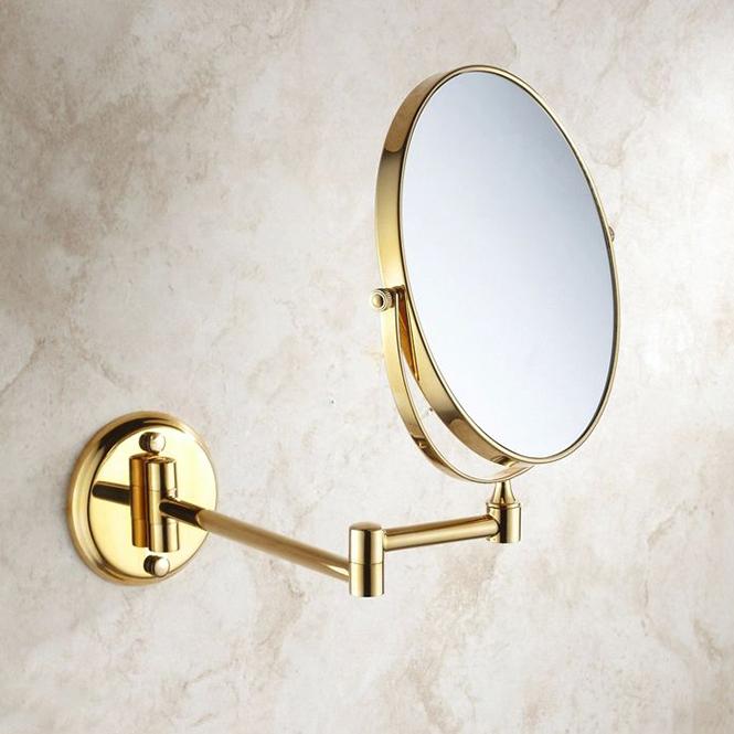 Bath Mirrors 8" Round Wall Dual Makeup Mirror 3 X Magnifying Morrir Cosmetic Mirror Bathroom Mirror Brass Golden Mirror 1308K