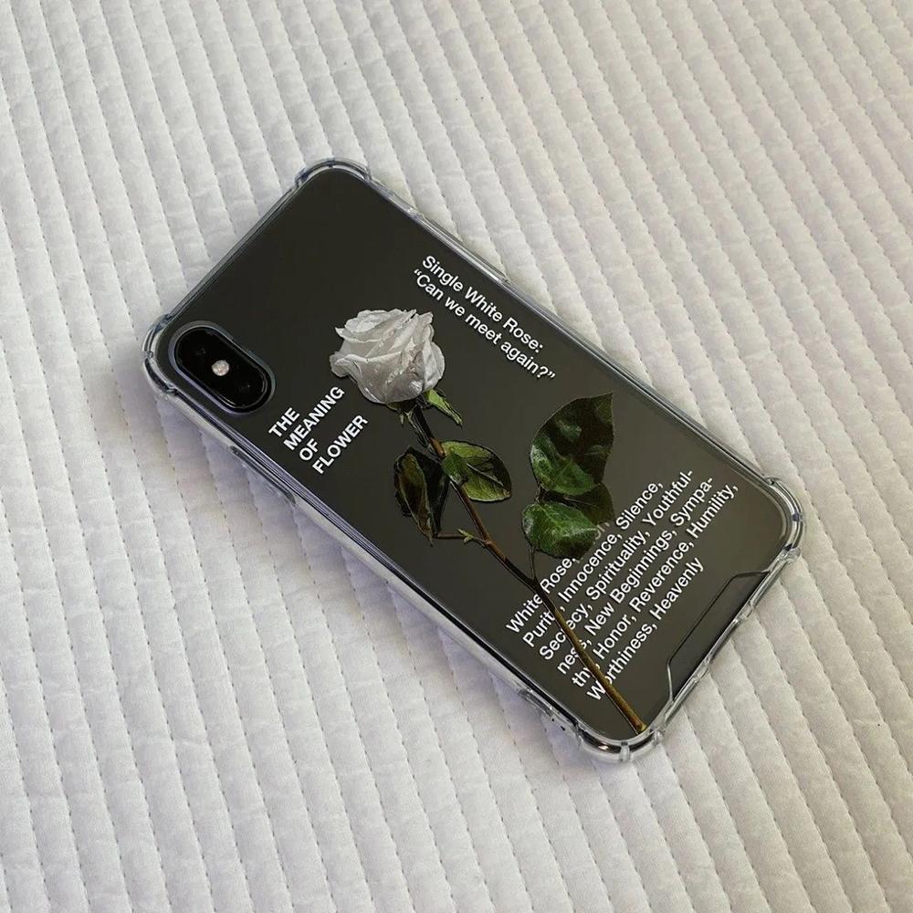 Ins Корея Япония Белая роза чехол для телефона с принтом для Iphone 13 Pro Max 12 11 Xr X Xs Max 7 8 Plus Se мягкий прозрачный чехол из ТПУ