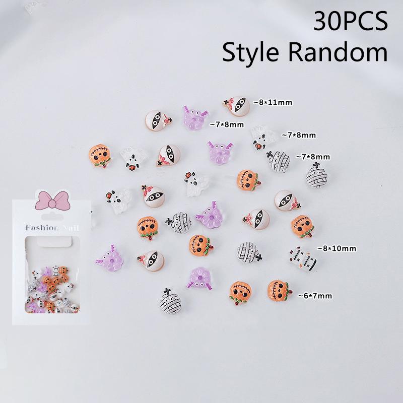30 шт. Хэллоуин мультфильм аксессуары для ногтей милые маленькие привидения призрачные глаза летучая мышь Diy смола маникюр ювелирные украшения