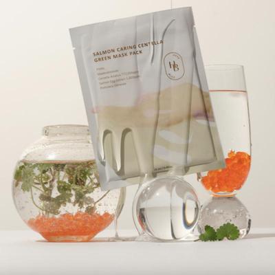 [HEVE BLUE] Маска для лица с экстрактом центеллы и лосося, зеленая, 25 мл x 7 шт.