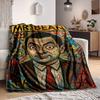 1 шт. г-н. Фланелевое плед с принтом Bean Art, легкий, мягкий, теплый, для дивана, кровати, путешествий, кемпинга, машинная стирка