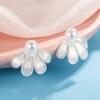 Women Elegant Flower Pearl Ear Stud Earrings