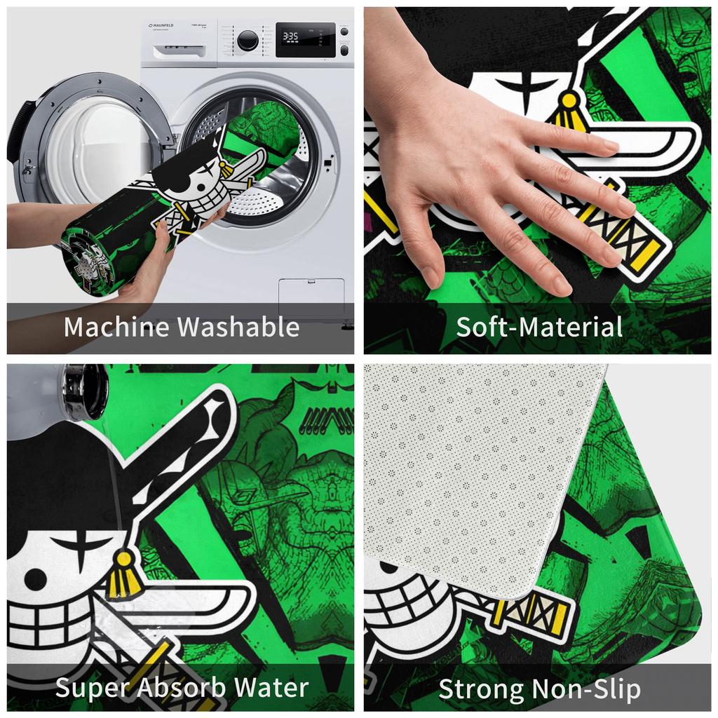 One Piece Anime Doormat Non-Slip Entrance Kitchen Bathroom Door Floor Mat Samurai Roronoa Zoro Toilet Rug Carpet Footpad