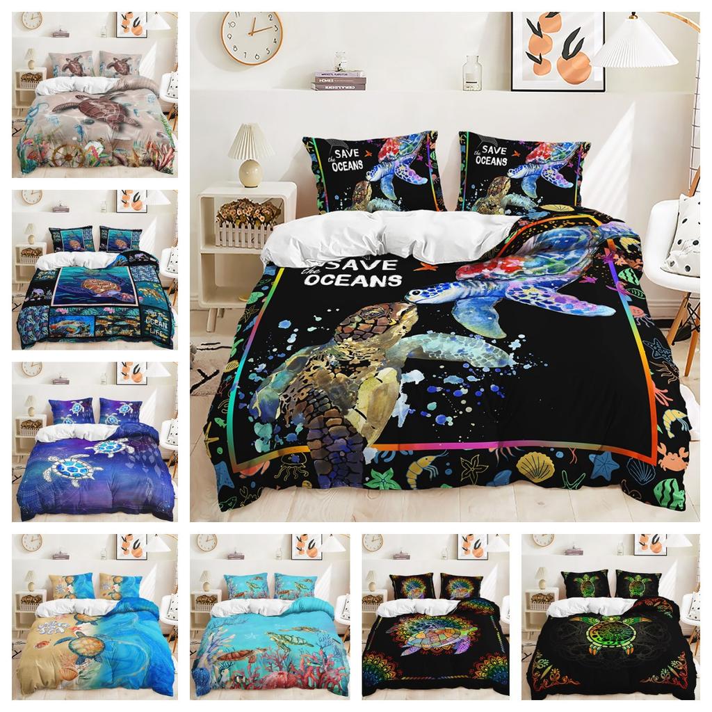 Three-Piece Underwater World Sea Turtle Quilt Cover Digital Printing Kit Two-Piece Set