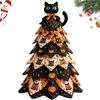 DIY 3D Patchwork Quilted Christmas Tree Kit 30cm Fabric Holiday Tabletop Decoration with Interchangeable Top Ornament Red Plaid Farmhouse Handmade