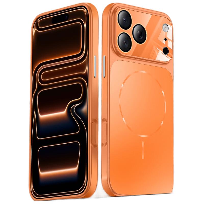 Built-in Lens Protector | Magsafe MagneticCompatible with Apple iPhone 17 Pro Case, Matte Skin-friendly Full Coverage Shockproof Hard Case - Orange