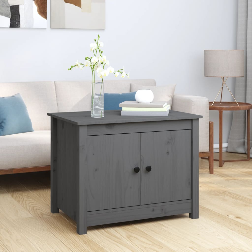 Vidaxl Stolik Kawowy, Szary, 71X49X55 Cm, Lite Drewno Sosnowe