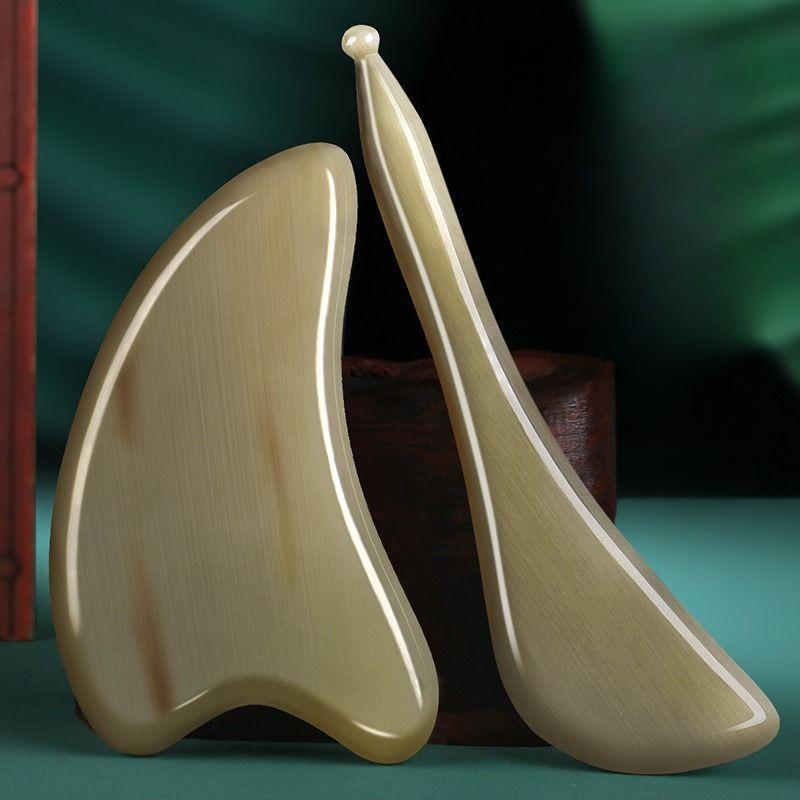 Белый рог буйвола Гуа Ша инструмент для массажа лица для лечения морщин