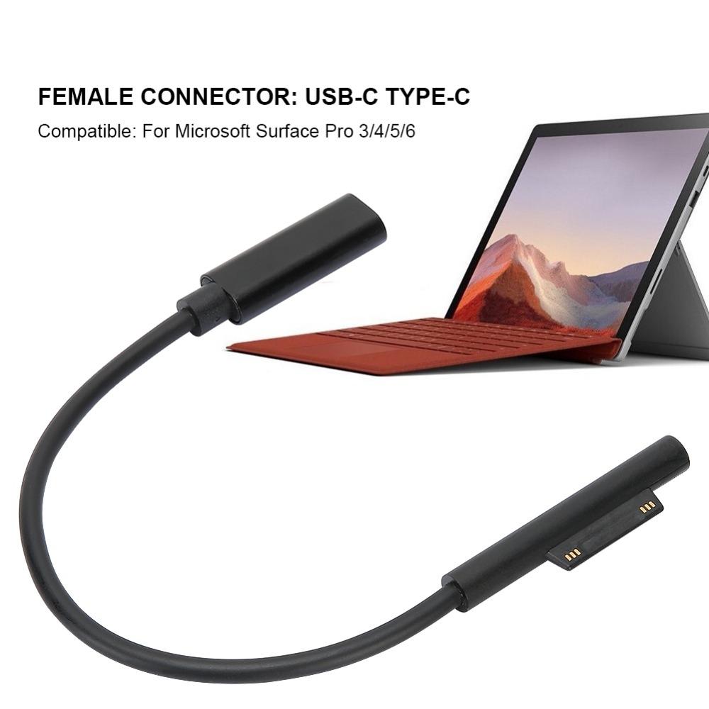 15V TypeC Female Cable for for Microsoft Surface Pro 3/4/5/6 Tablet Charging