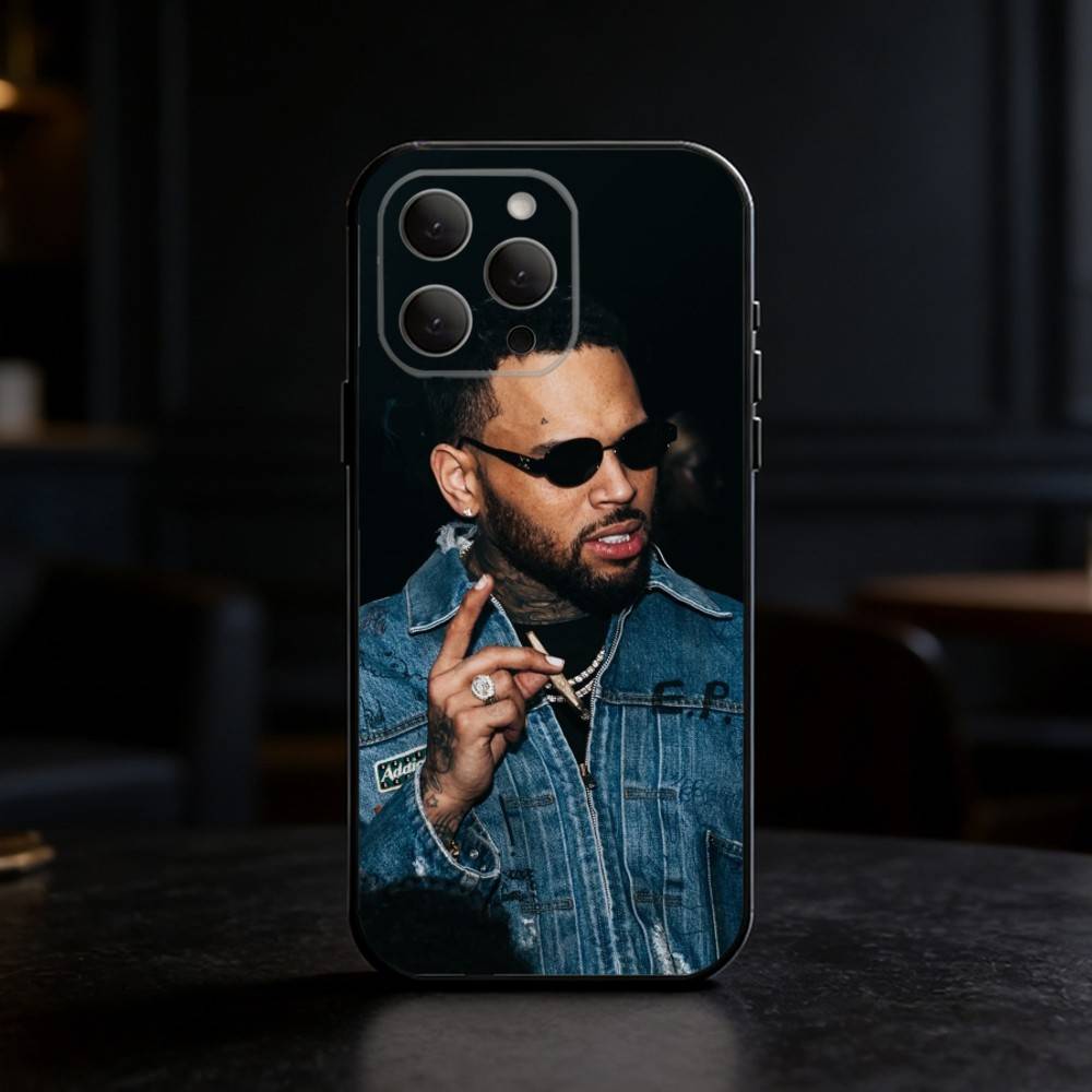 C-Chris Brown A-American Rapper Phone Case For iPhone 17,16,15,14,13,12,11 Plus,Pro Max,SE4Soft Silicone Black Cover