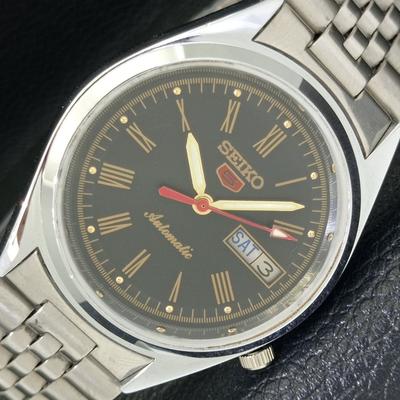 ВОССТАНОВЛЕННЫЕ АВТОМАТИЧЕСКИЕ ЧАСЫ SEIKO 5 7009A JAPAN MENS C ЧЕРНЫМ ЦИФЕРБЛАТОМ a427202-2