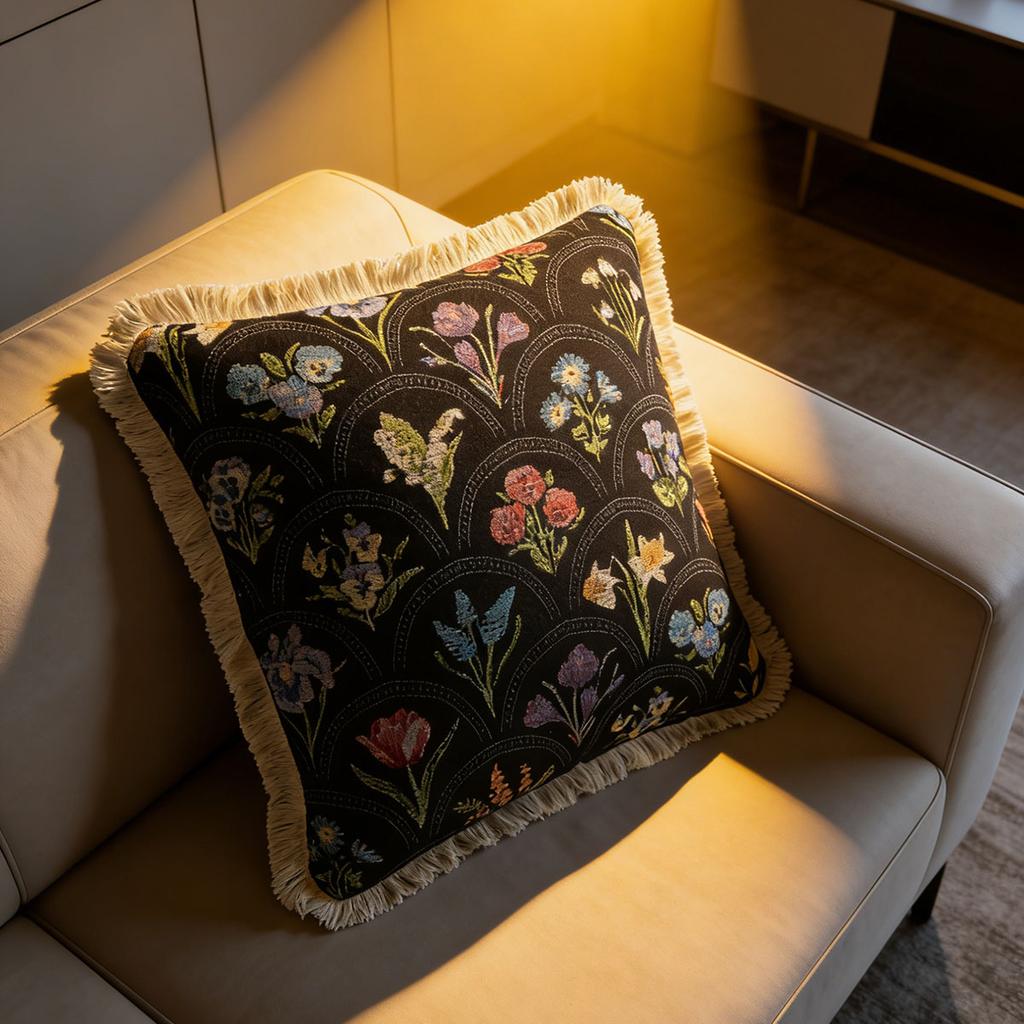 Washable Square Modern Farmhouse Couch Sofa Living Room Outdoor Cushion Decorative Tassel Couch Throw Pillow Covers