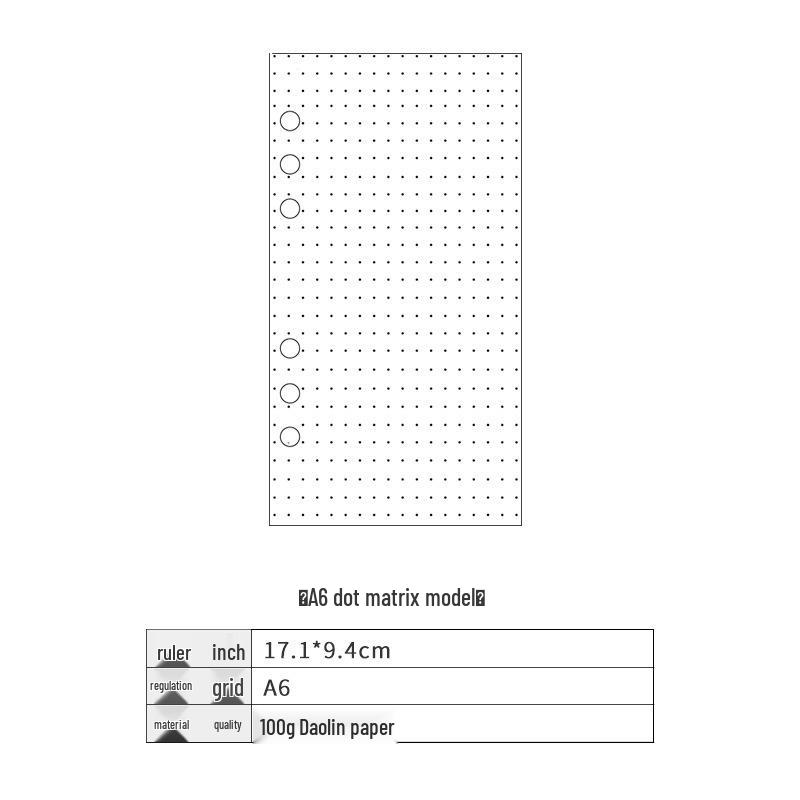 Утолщенная бумага для сменных блоков формата A4/B5/A5/A6/A7 – Горизонтальная линия, Клетка, Чистые листы