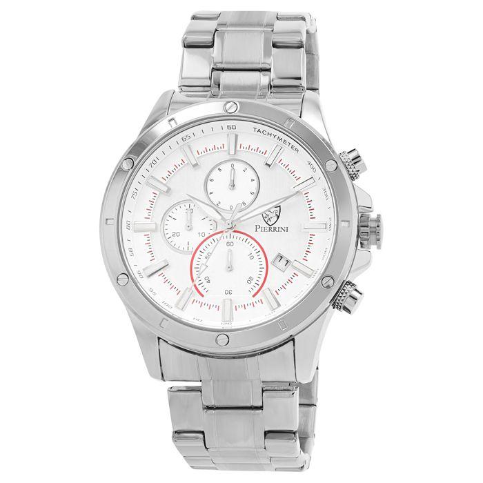 Montre homme - Pierrini ligne signature - Acier inoxydable 46 mm - Chronographe quartz - 3 ATM
