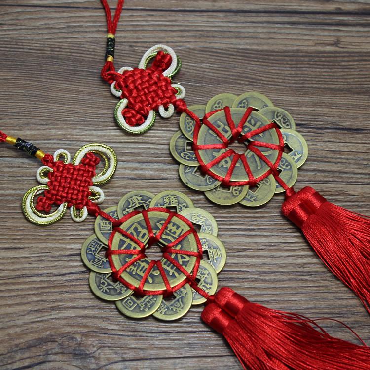 Emperors' Coins Pendant: Five or Six Copper Coin Gourd Pendants, Ideal As Gifts