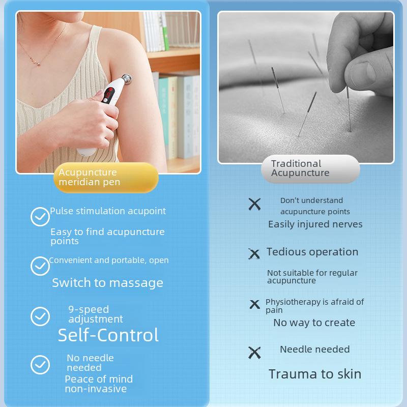 Перезаряжаемая ручка Meridian: Электронный акупунктурный массажер с интеллектуальным поиском точек акупунктуры и импульсной терапией.