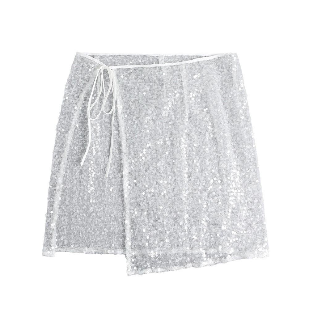 Mesh Sequined Lace Skirt Women'S Floral Stacked Skirt Hem, Hip Cover, Fart Curtain Skirt Tide