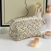Cosmetic Bag Floral Print Zipper Closure Portable Large Capacity Makeup Storage Pouch Business Trip Travel Toiletry Bag Skincare Brushes Organizer