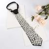 Korean Style Full Pearls Tie Black Choker Hand-beaded Long Necktie Academic Style Geometric Decoration Shirt Tie Daily