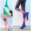 2 пары градиентных носков для йоги для женщин, спортивные носки, хлопковые носки средней длины, махровые, нескользящие, для занятий фитнесом в помещении, носки-гольфы для спортзала, пилатеса