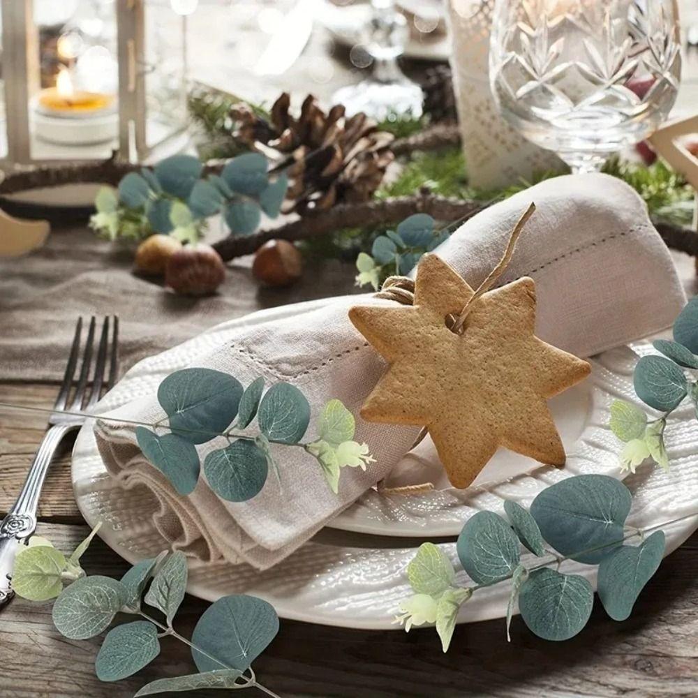 20Pcs Decoration Artificial Eucalyptus Leaves Bendable Silk Eucalyptus Leaf Bridal Bouquet
