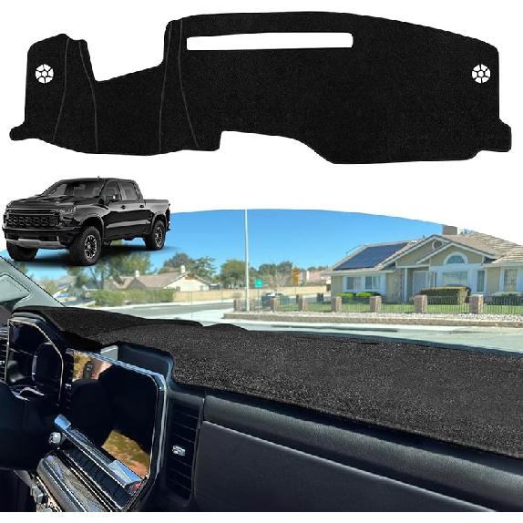 Накладка на приборную панель для -2025 2026 Chevy Chevrolet Silverado/GMC Sierra Аксессуары 1500 2500HD 3500HD Накладка на приборную панель с HUD Солнцезащитный козырек Нескользящий центр