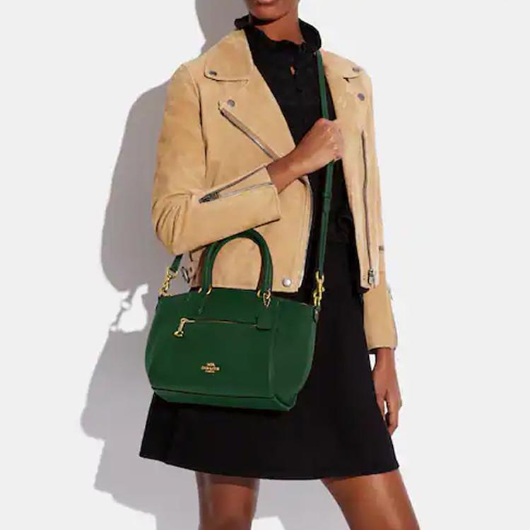 Coach Elise 24 Solid Color Metallic Logo Zipper Closure Polished Pebble Leather Shoulder Crossbody Tote Bag Medium Women handbags 79316-B4CZS