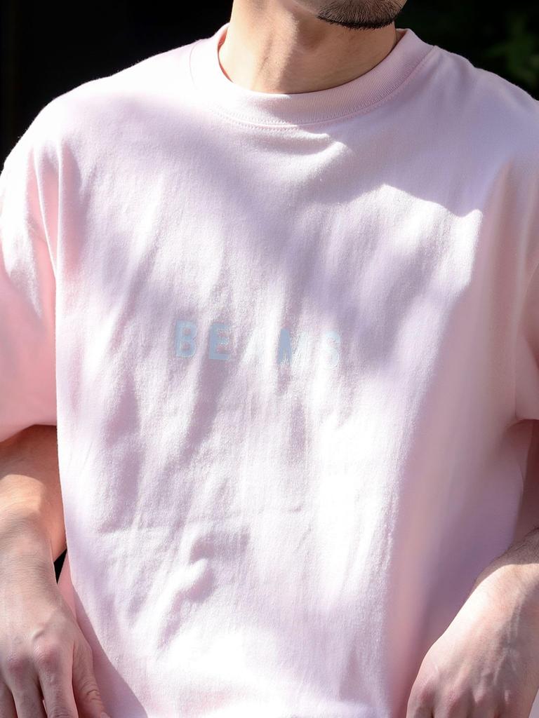 Beams Printed Short Sleeve T-Shirt (Web Exclusive) Logo T-Shirt, 2025 Spring/Summer, Men's, Pink, XL, 11081326591