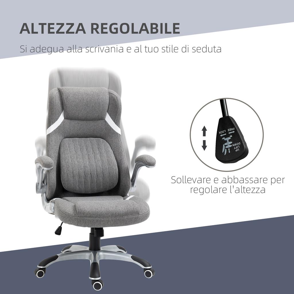 Reclining Office Chair in Breathable Fabric and Steel with Adjustable Height, 68x76x109-117 cm