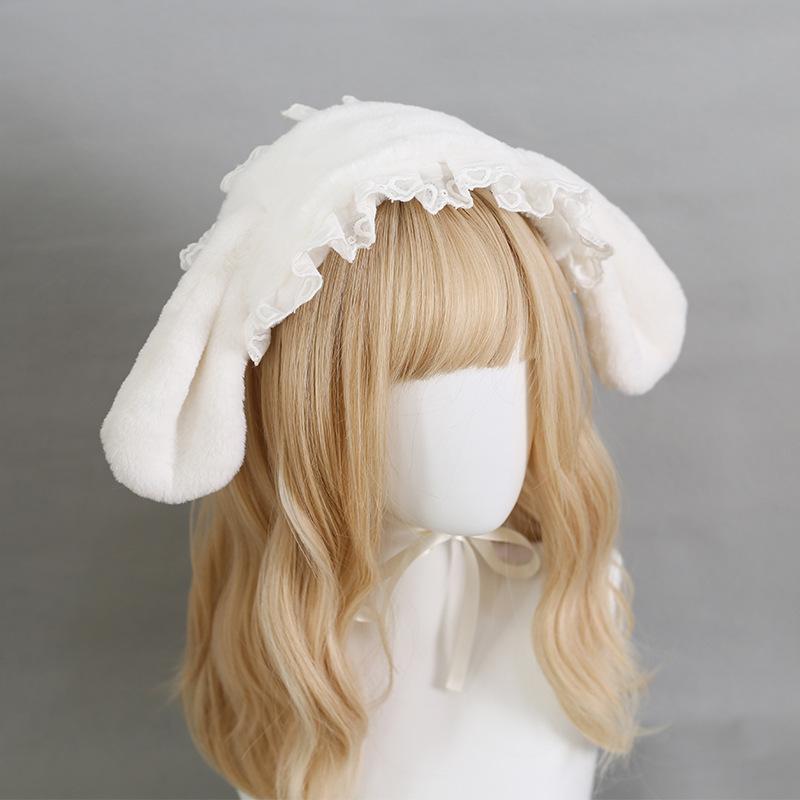 Головной убор в виде ушек в виде животных в стиле Лолиты, плюшевая повязка на голову с ушками кролика, аксессуары для головных уборов