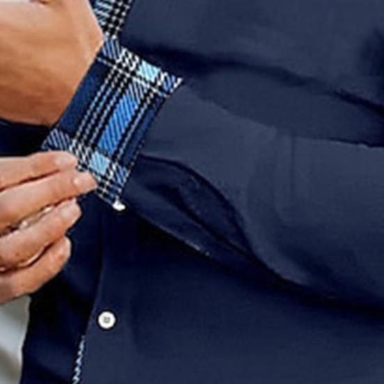 Yousheng Мужская официальная рубашка, свободный кардиган с принтом Pald в стиле пэчворк на пуговицах, деловая офисная рубашка средней длины с лацканами, повседневный топ