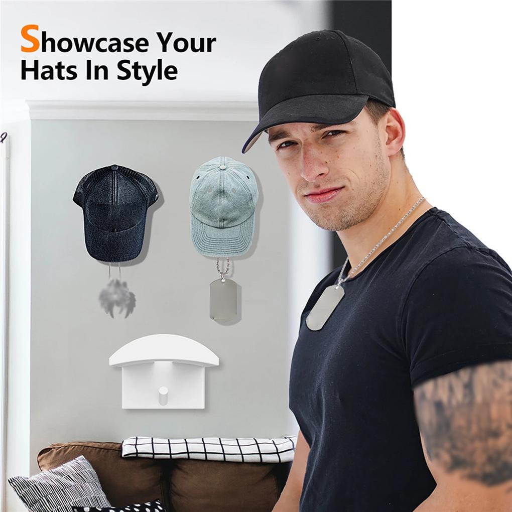 Упаковка из 10 держателей для бейсболок с предварительно просверленными отверстиями, самоклеящиеся, для шкафа, спальни, офиса, для хранения головных уборов, вешалка-крючок