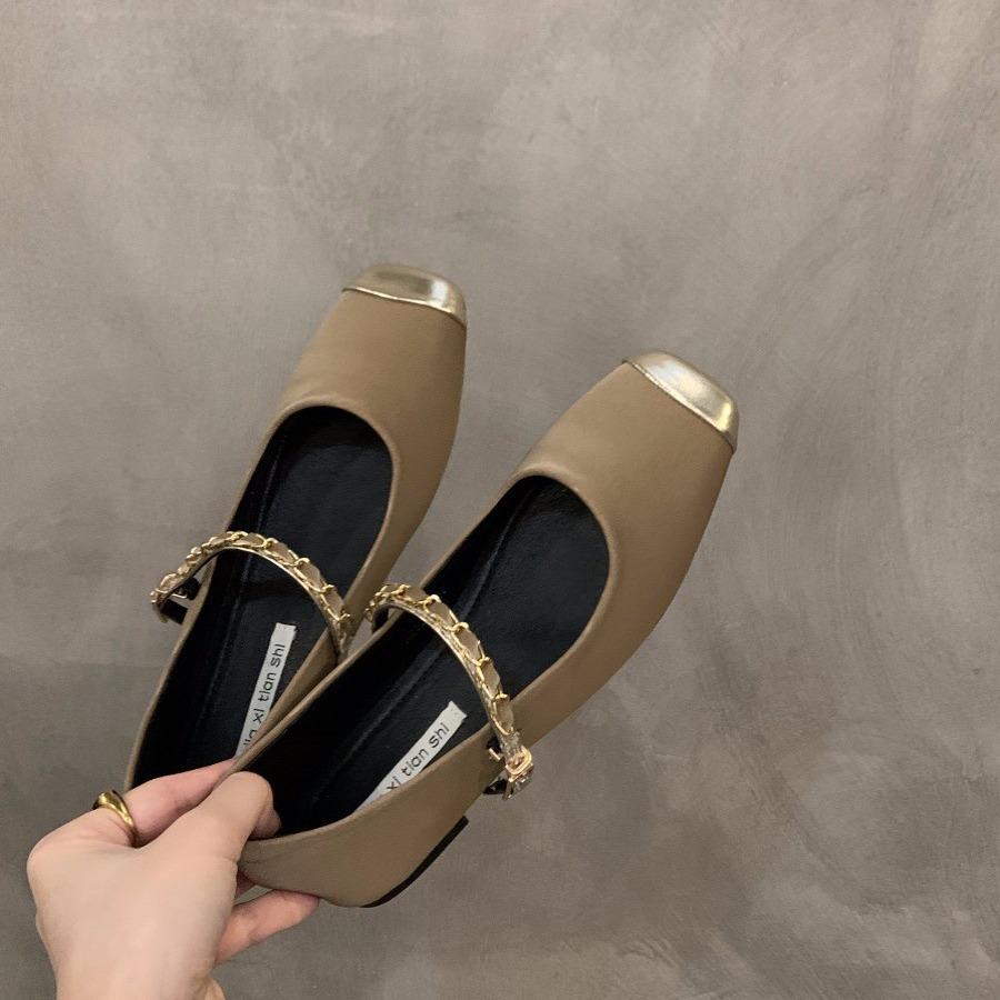 Flat-bottomed French Small Fragrant Single Shoes Women's Shoes 2024 New Spring and Autumn Square Head Temperament Mary Jane Evening Shoes