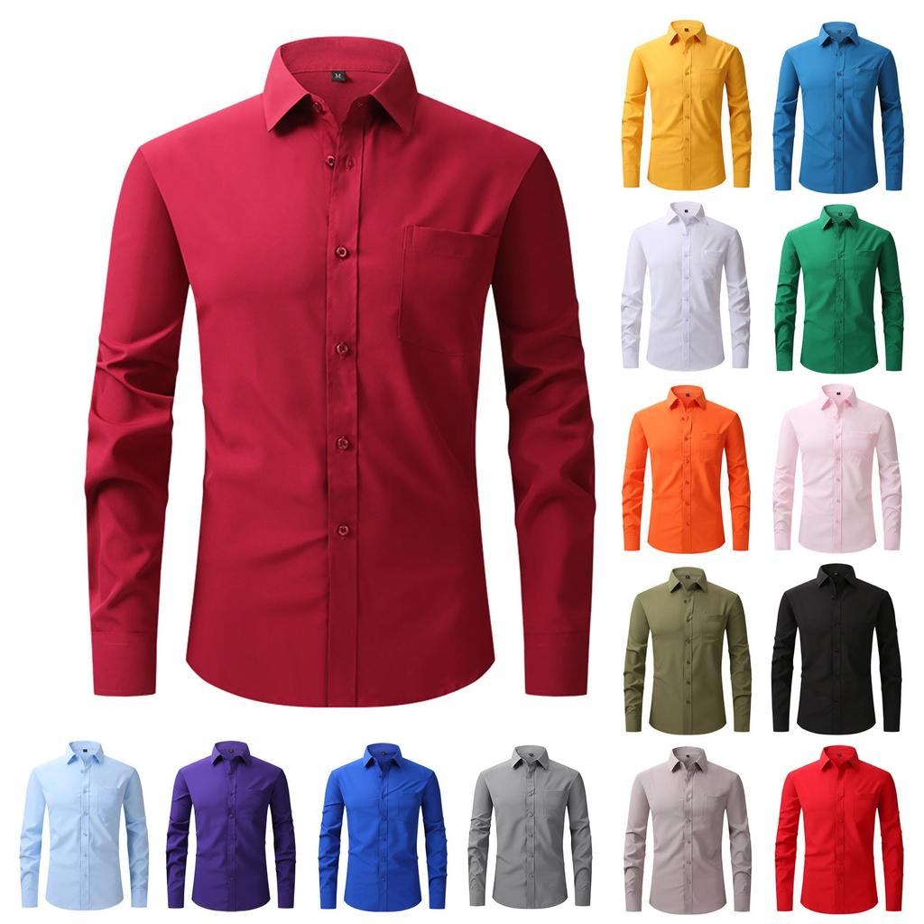Four Side Stretch Shirt Men's Business Casual Long Sleeve Shirt