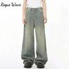 RogueWave Men Denim Pants Straight Droop Vintage Loose Bottom Straight Wide Leg Casual Male Trousers Korean Style