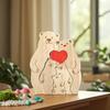 Creative Wooden Mother and Bear Puzzle Ornament, Warm Family Set, Laser Engraved Solid Wood Crafts